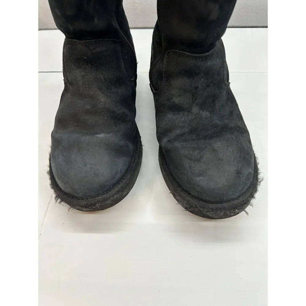 UGG Australia PIERCE 1006031 US 5M EUR‎ 36 Black Suede Sheepskin Winter Boots